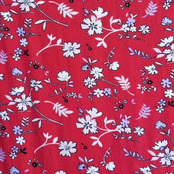 Sanctuary Red White Floral Button Down Peasant Top size Medium - Picture 4 of 13
